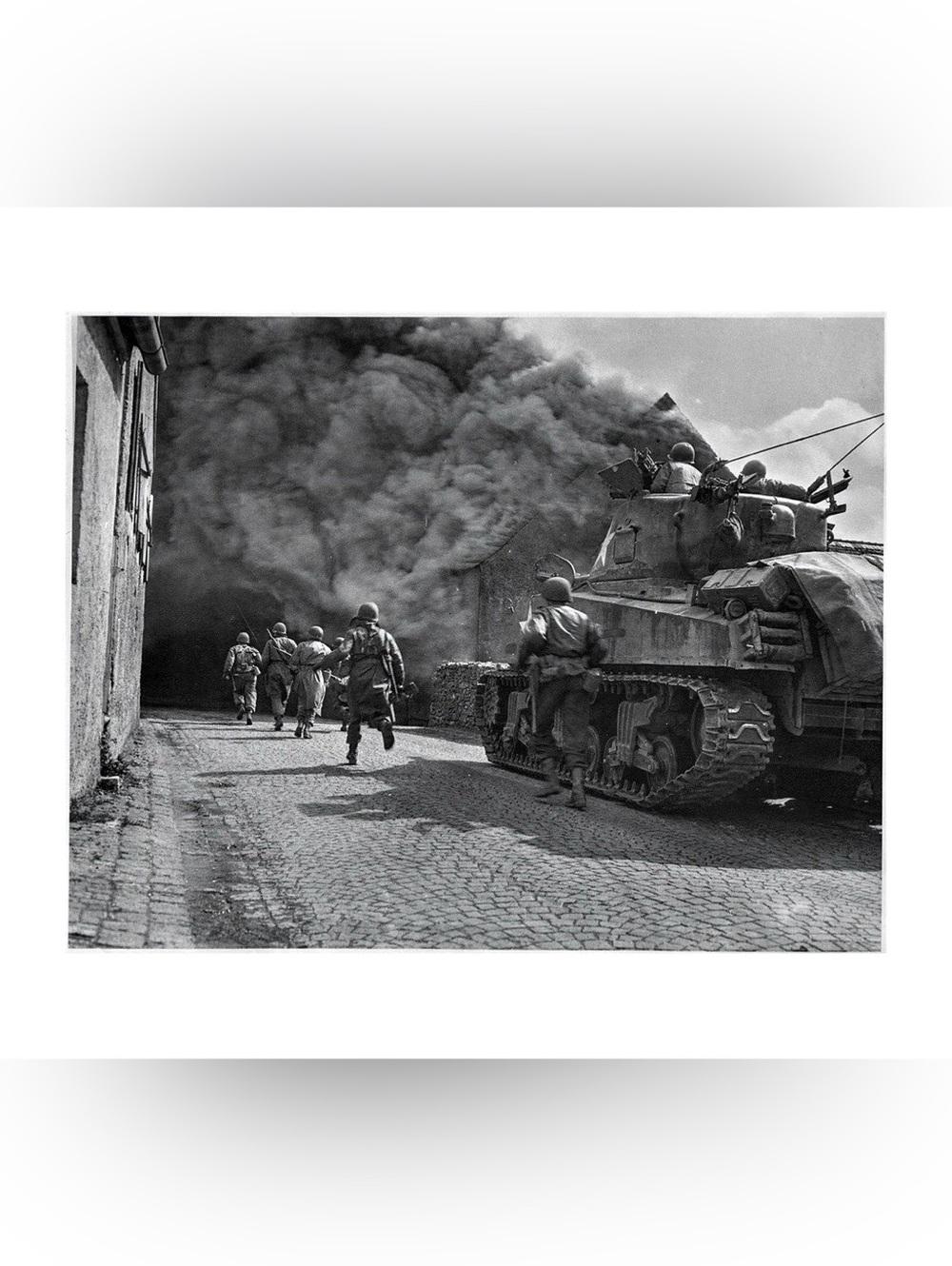 1945 WWII US Third Army Wernberg Germany Smoke Street 4x6 BW Lustre Print